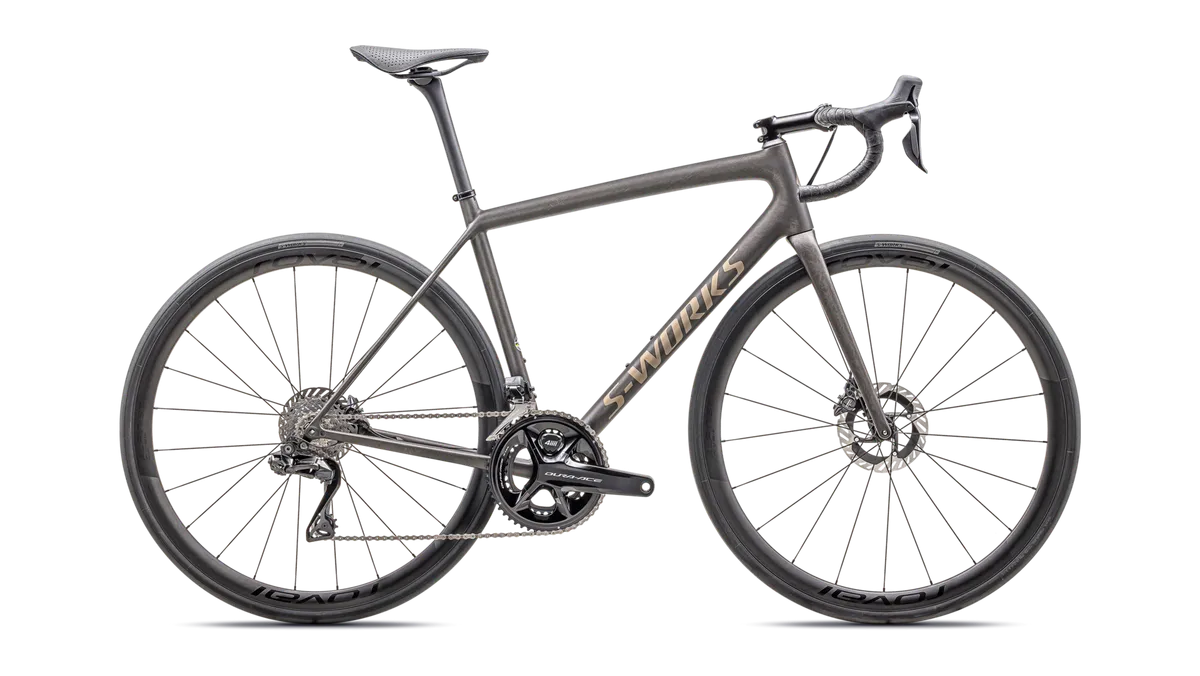 S-Works Aethos - Shimano Dura-Ace Di2 - Satin Doppio / Gunmetal Dry Brushed / Gold Pearl / 49