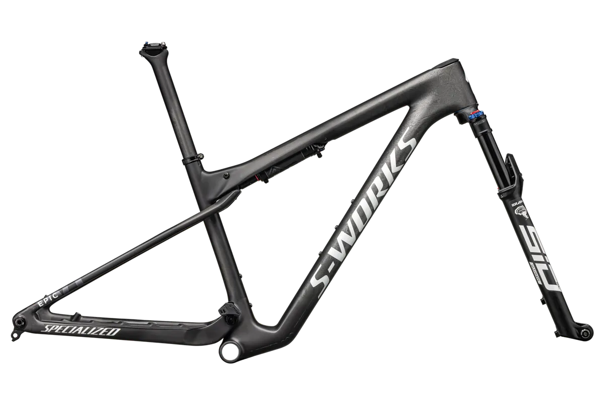 S-Works Epic World Cup Frameset - RockShox SIDLuxe WCID Ultimate - Satin Smoke Granite / Metallic White Silver / XS