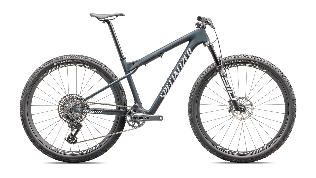 Epic World Cup Expert - SRAM GX AXS, RockShox Select+ - Satin Metallic Deep Lake / White / Pearl / XS