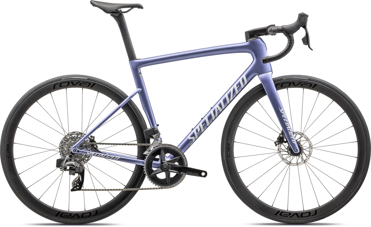 Tarmac SL8 Expert - SRAM Rival AXS - SATIN POWDER INDIGO TINT OVER SILVER DUST / WHITE / 44