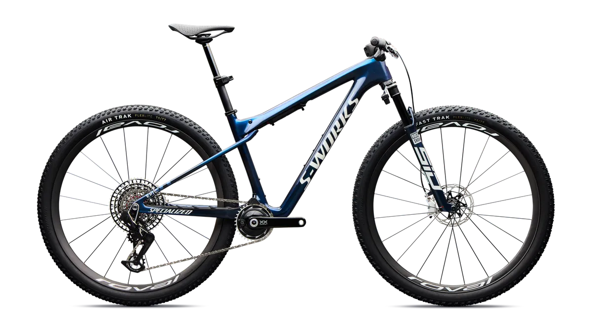 S-Works Epic World Cup - SRAM XX SL AXS, RockShox Ultimate Flight Attendant - Gloss Carbon Cyan Blue / S