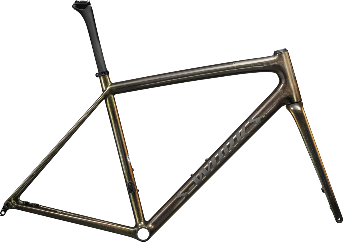 S-Works Aethos Frameset - FACT 12R Carbon - Gloss Carbon + Magenta-Gold Edge Fade + All Over Gold Pearl 25% / Satin Metallic Obsidian / 49