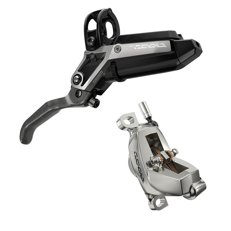 SRAM Code Ultimate Stealth Disc Brake Lever - Rear Post Mount 4-Piston Carbon Lever Titanium Hardware BLK/Silver C1 Disc Brake & Lever SRAM   