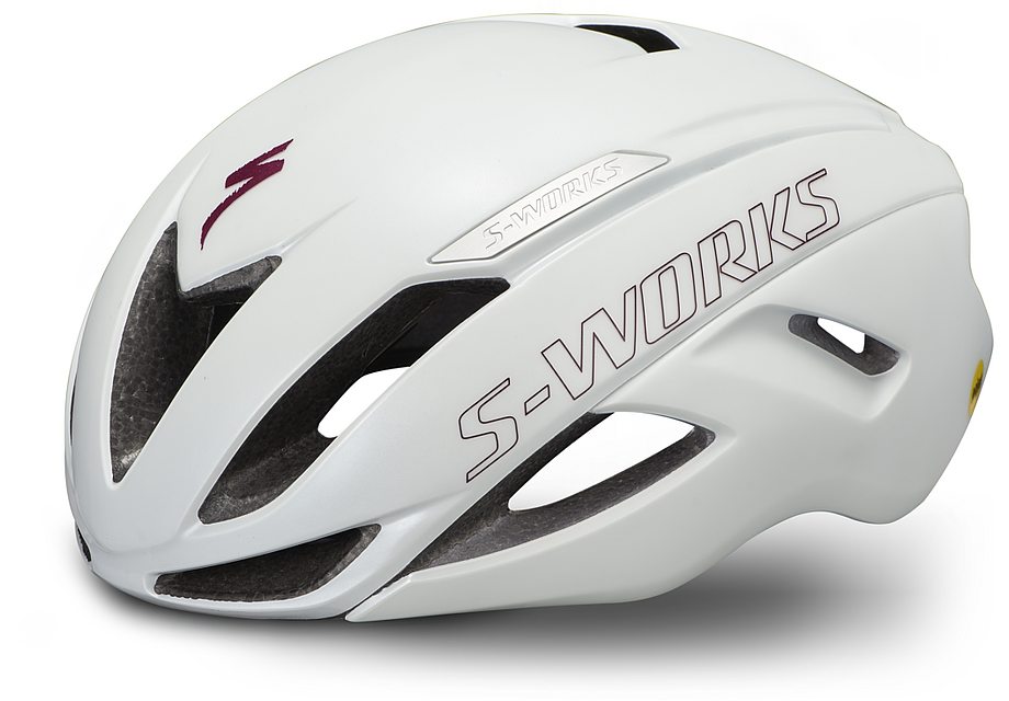 Specialized S-Works evade ii angi mips helmet matte/gloss metallic white/maroon s Helmets Specialized   