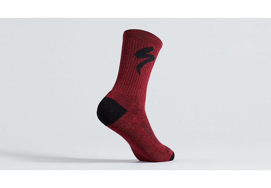 Specialized merino midweight tall logo sock maroon s Socks Specialized   