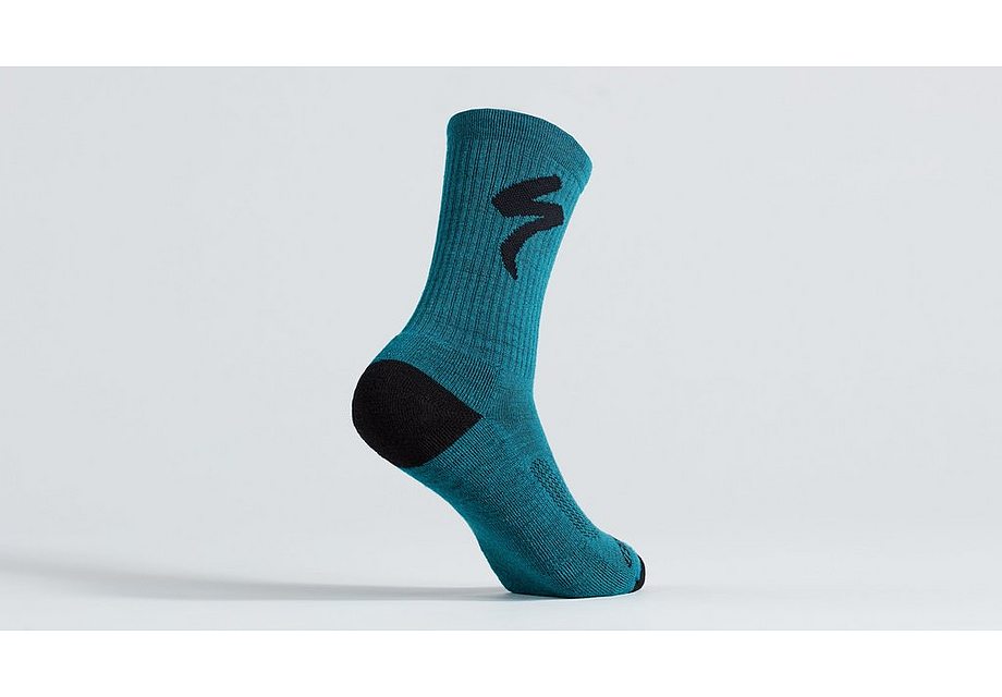 Specialized merino midweight tall logo sock tropical teal m Socks Specialized   