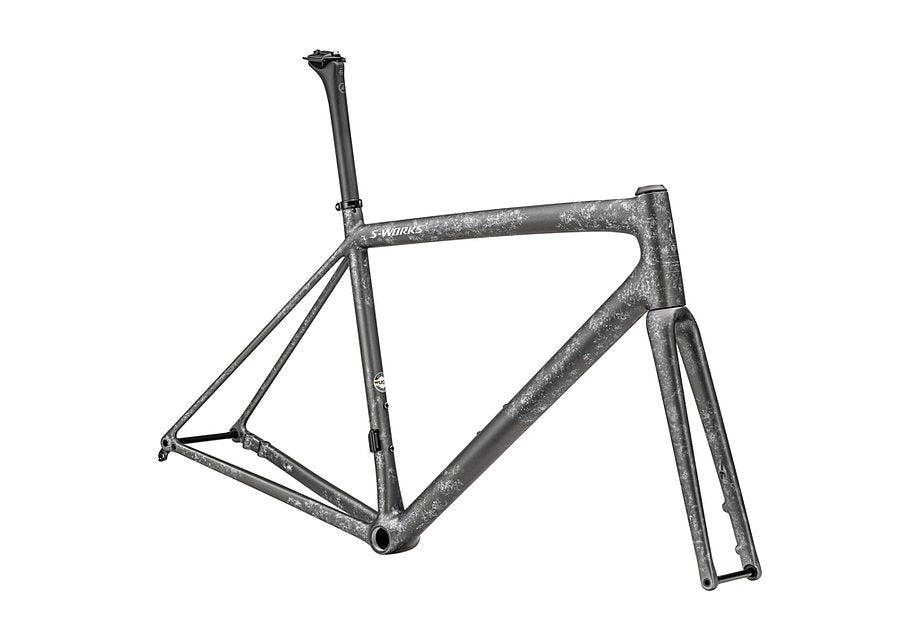 Specialized aethos S-Works frmset satin silver pearl - black pearl organic color run/ brushed liquid silver 61 Framesets Specialized   