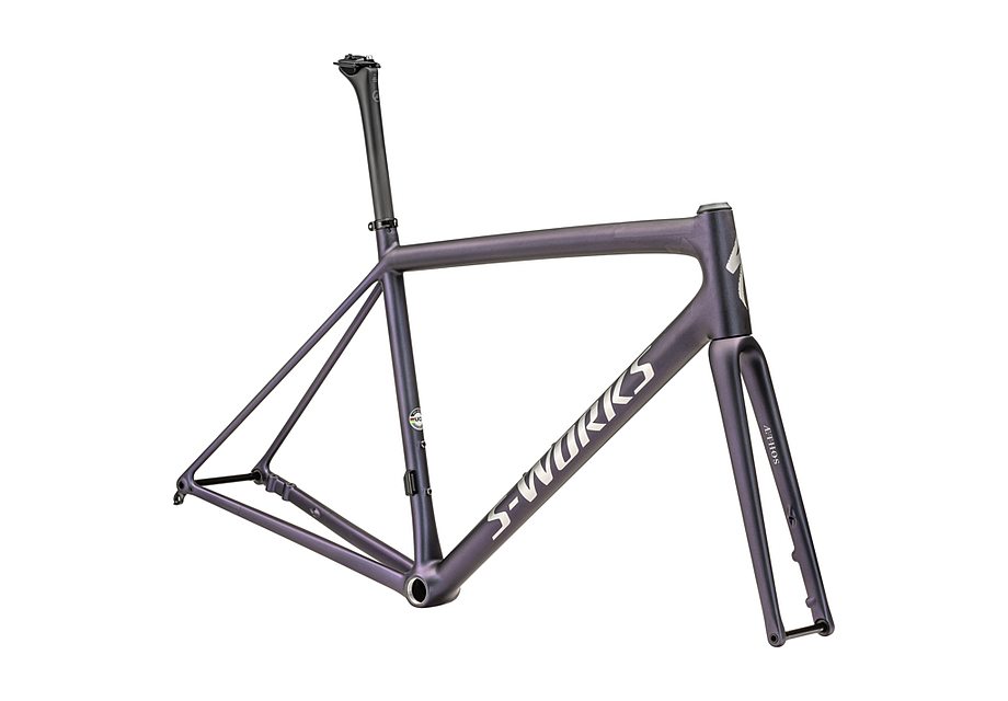 Specialized aethos S-Works frmset satin 25% violet ghost pearl over carbon / brushed chrome 49 Framesets Specialized   