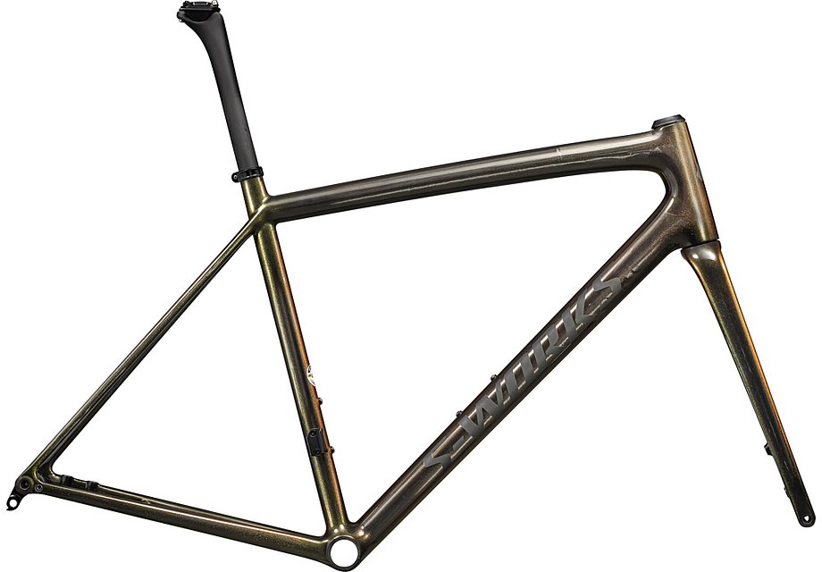 Specialized aethos S-Works frmset gloss carbon + magenta-gold edge fade +  all over gold pearl 25% / satin metallic obsidian 58 Framesets Specialized   