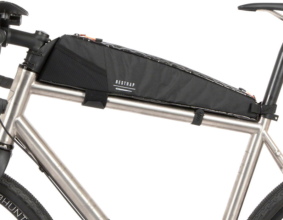 Restrap Race Top Tube Bag - Long 3L Black Top Tube/ Stem Bag Restrap   