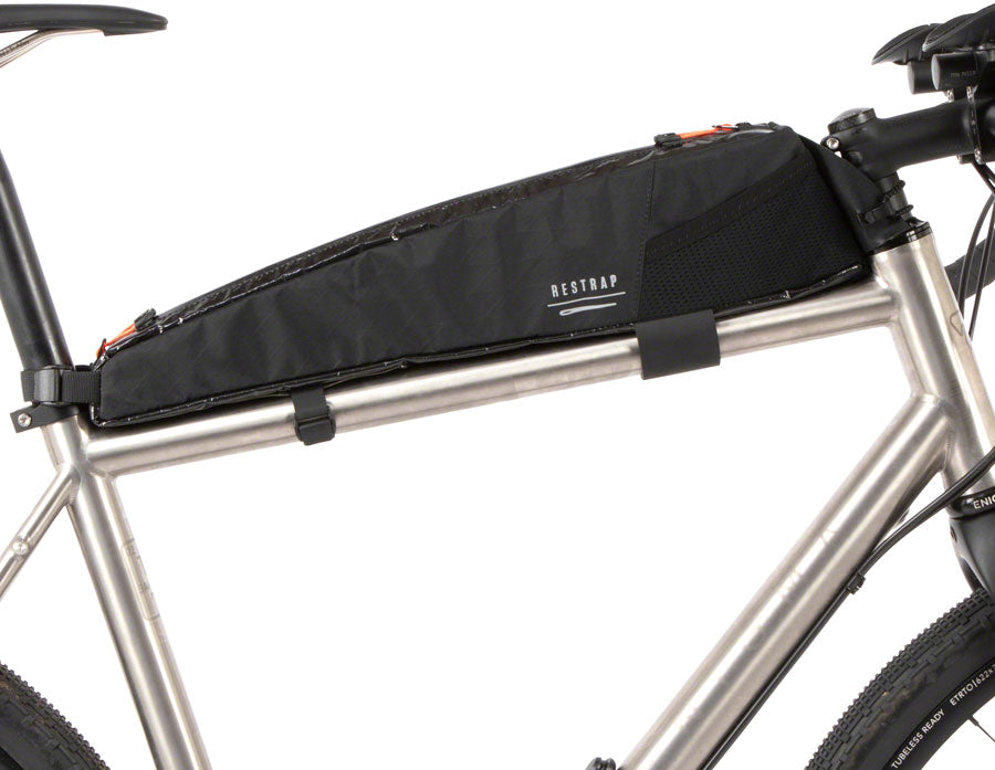 Restrap Race Top Tube Bag - Long 3L Black Top Tube/ Stem Bag Restrap   