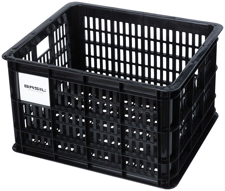 Basil Bicycle Crate M 29.5L Recycled Synthetic Black Baskets and Accessories Basil   