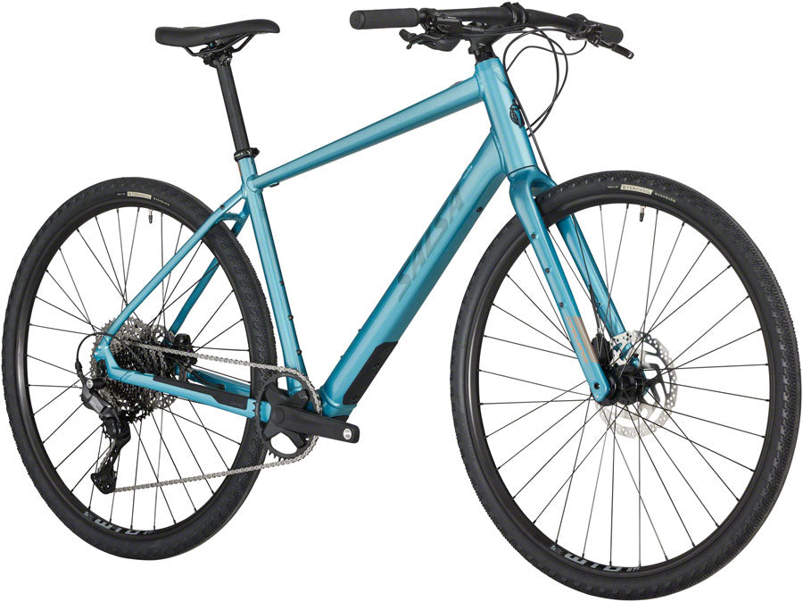 Salsa Confluence Flat Bar Cues 11 Ebike - 700c Aluminum Dark Cyan Small All-Road Ebike Salsa   