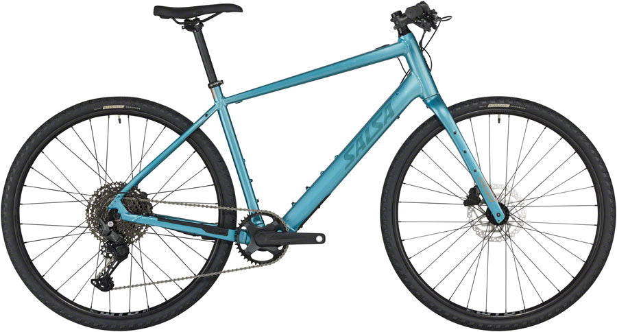Salsa Confluence Flat Bar Cues 11 Ebike - 700c Aluminum Dark Cyan X-Small All-Road Ebike Salsa   