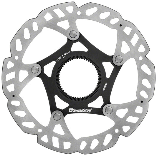 SwissStop Catalyst Pro Disc Rotor - 140mm CenterLock Silver/Black Disc Rotor SwissStop   