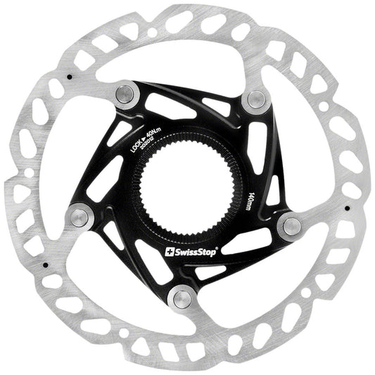 SwissStop Catalyst Race Disc Rotor - 140mm CenterLock Silver/Black Disc Rotor SwissStop   