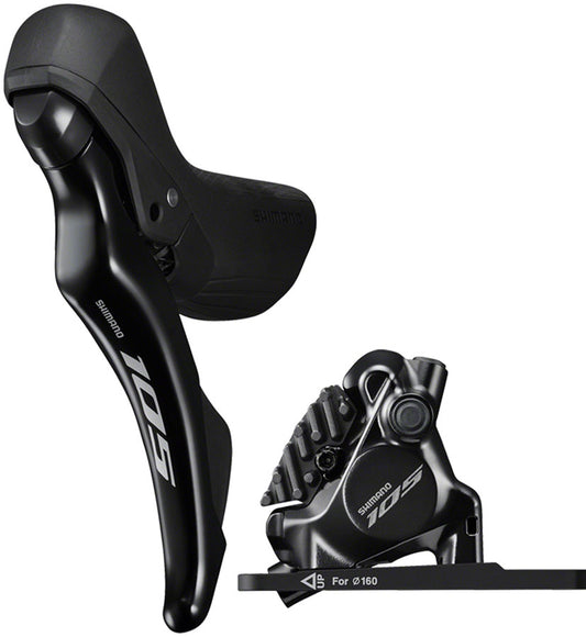 Shimano 105 105 ST-R7120-L Shift/Brake Lever BR-R7170 Hydraulic Disc Brake Caliper - Left/Front 2x Flat Mount BLK Hydraulic Brake/Shift Lever Drop Bar Shimano   
