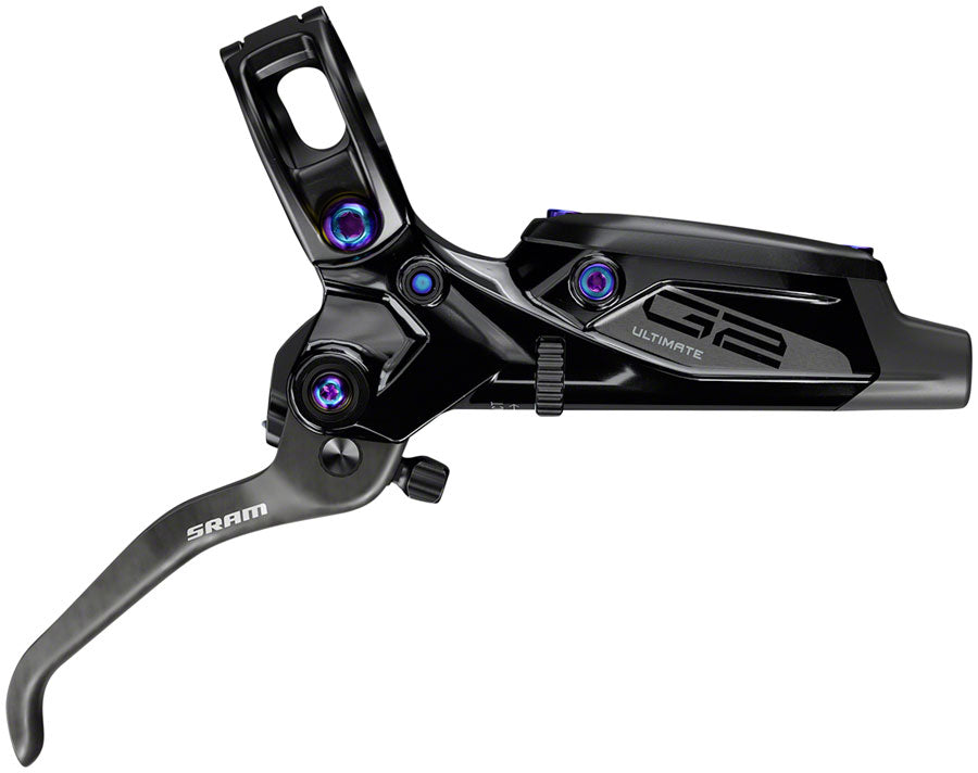 SRAM G2 Ultimate Disc Brake Lever - Front Post Mount Carbon Lever Titanium Hardware Gloss BLK Rainbow Hardware A2 Disc Brake & Lever SRAM   