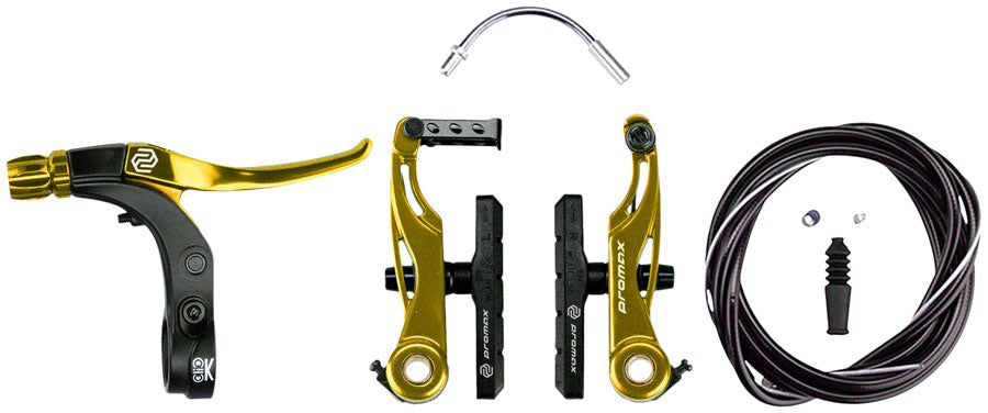 Promax P-1/Click V-Point Linear Pull Brake Kit- 85mm Gold Linear Pull Brakes Promax   