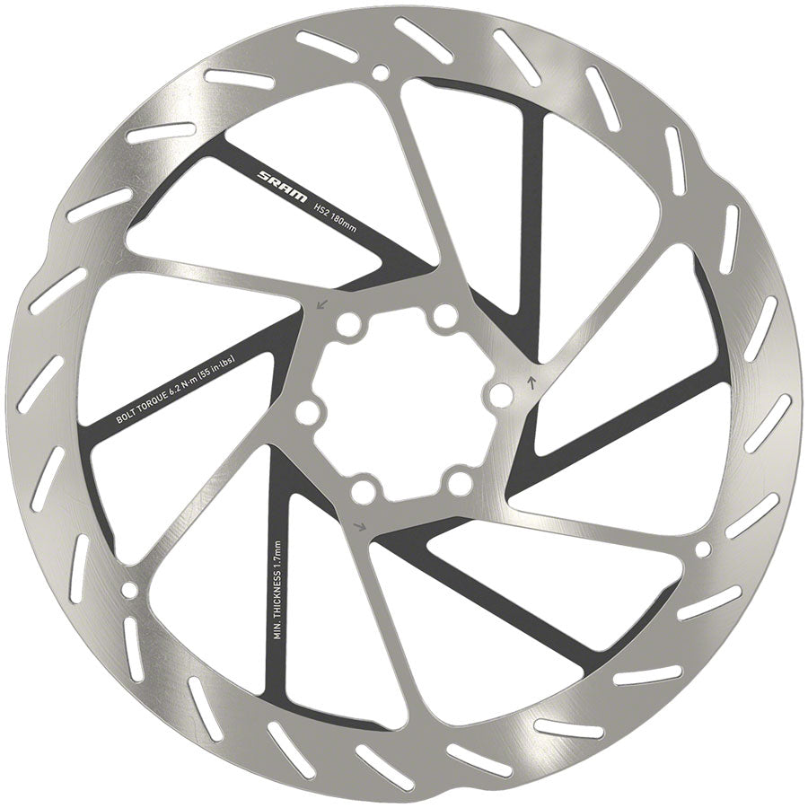 SRAM HS2 Disc Brake Rotor - 180mm 6-Bolt Rounded Silver/Black Disc Rotor SRAM   