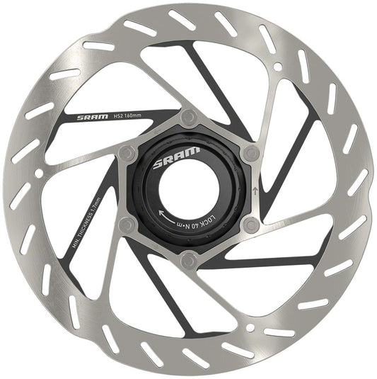 SRAM HS2 Disc Brake Rotor - 160mm Center Lock Rounded Silver/Black Disc Rotor SRAM   