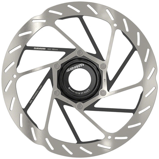SRAM HS2 Disc Brake Rotor - 180mm Center Lock Rounded Silver/Black Disc Rotor SRAM   