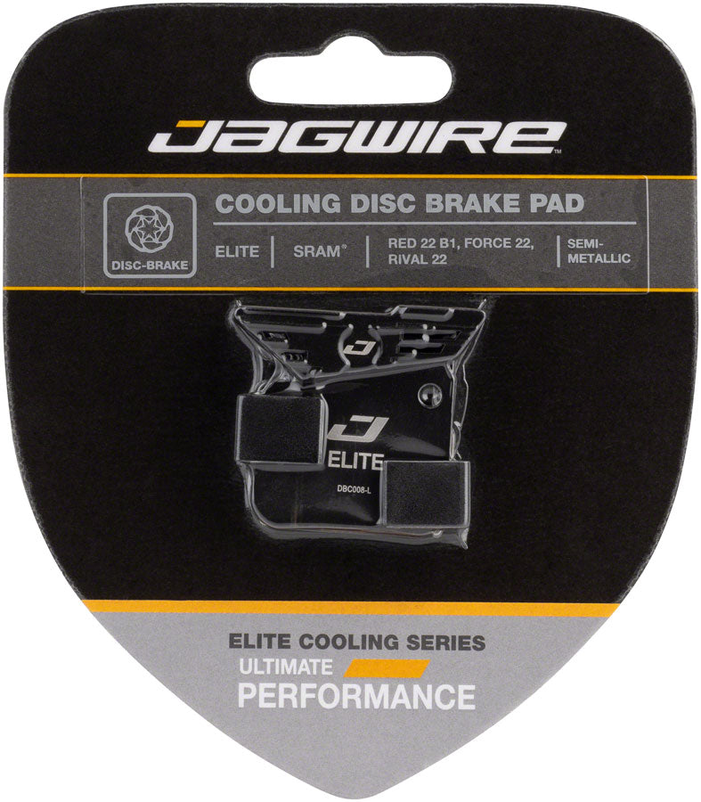 Jagwire Elite Cooling Disc Brake Pad - Semi-Metallic Aluminum Backed Fits SRAM Red 22 B1 Force 22 A1 Rival 22 A1 Apex 1 A1 Disc Brake Pads Jagwire   
