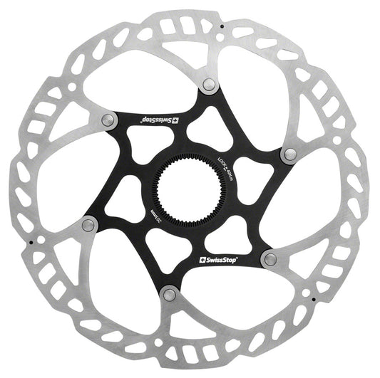 SwissStop Catalyst Pro Disc Brake Rotor - 203mm Center-Lock Silver/Black Disc Rotor SwissStop   