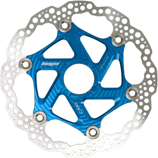 Hope MTB Floating Centre-Lock Disc Brake Rotor - 180mm Center-Lock Blue Disc Rotor Hope   