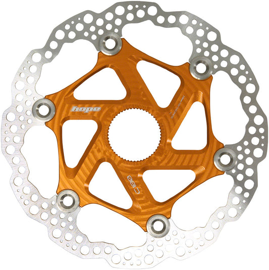 Hope MTB Floating Centre-Lock Disc Brake Rotor - 180mm Center-Lock Orange Disc Rotor Hope   