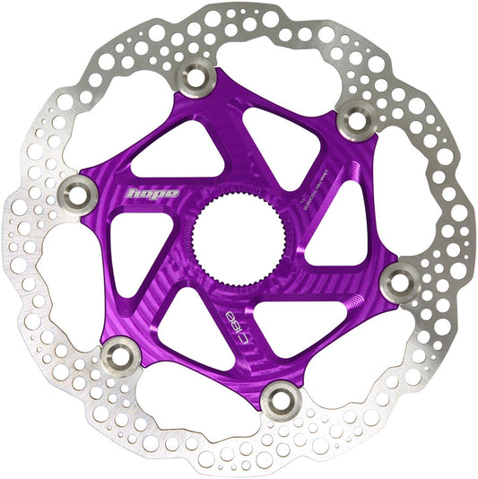 Hope MTB Floating Centre-Lock Disc Brake Rotor - 180mm Center-Lock Purple Disc Rotor Hope   