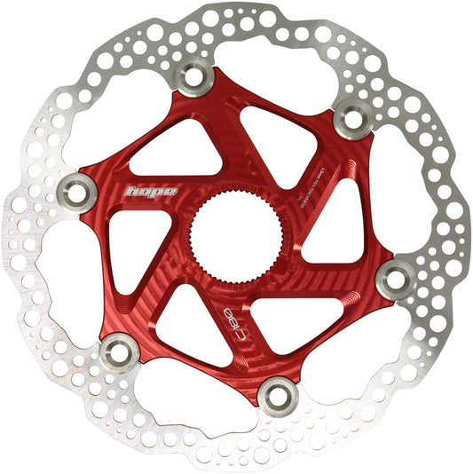 Hope MTB Floating Centre-Lock Disc Brake Rotor - 180mm Center-Lock Red Disc Rotor Hope   