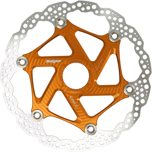 Hope MTB Floating Centre-Lock Disc Brake Rotor - 203mm Center-Lock Orange Disc Rotor Hope   