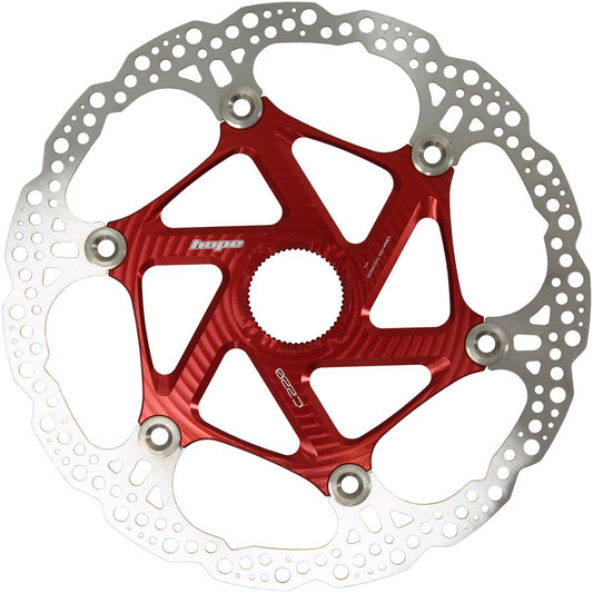 Hope MTB Floating Centre-Lock Disc Brake Rotor - 220mm Center-Lock Red Disc Rotor Hope   
