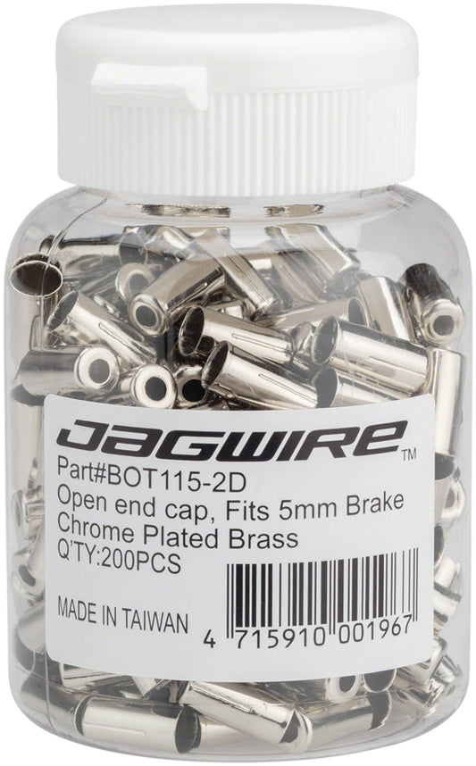 Jagwire 5mm Open Pre-Crimped End Caps Bottle of 200 Chome Plated Cables and Housing Jagwire   