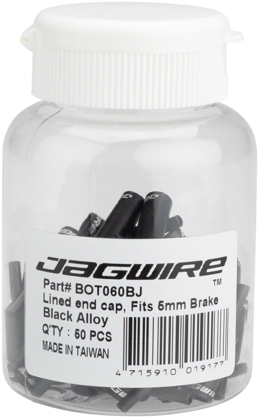 Jagwire 5mm Lined Alloy End Caps Bottle of 50 Black Cables and Housing Jagwire   