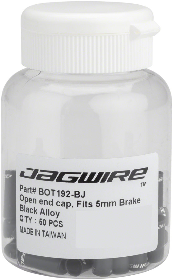 Jagwire 5mm Open Alloy End Caps Bottle of 50 Black Cables and Housing Jagwire   