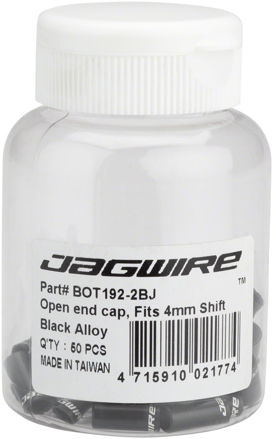 Jagwire 4mm Open Alloy End Caps Bottle of 50 Black Cables and Housing Jagwire   