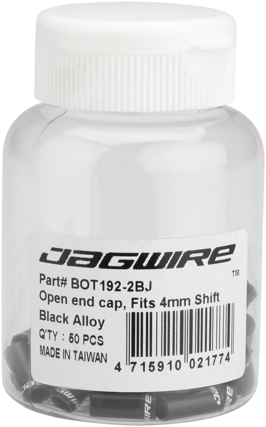 Jagwire 4mm Open Alloy End Caps Bottle of 50 Black Cables and Housing Jagwire   