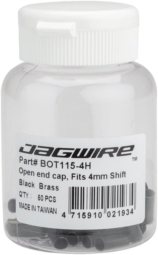 Jagwire 4mm Open Brass End Cap Bottle of 50 Black Cables and Housing Jagwire   