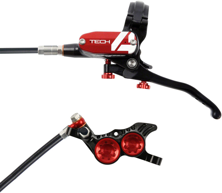 Hope Tech 4 V4 Disc Brake and Lever Set - Rear Hydraulic Post Mount Red Disc Brake & Lever Hope   