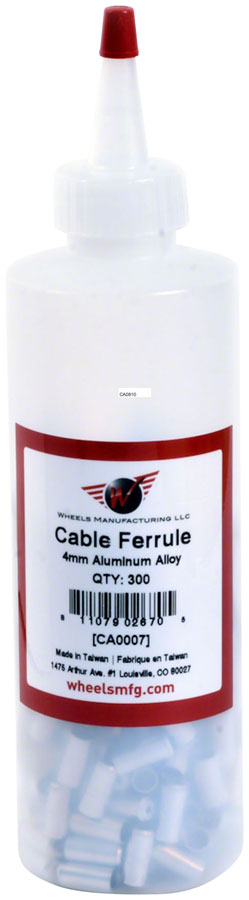 Wheels Manufacturing Cable Housing Ferrule - Alloy 4mm Bottle of 300