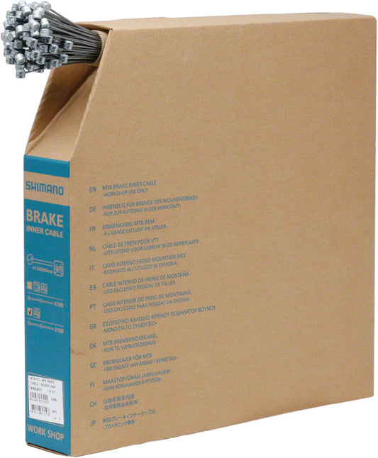 Shimano MTB Brake Cable 1.6 x 2050mm Filebox of 100 Cables and Housing Shimano   