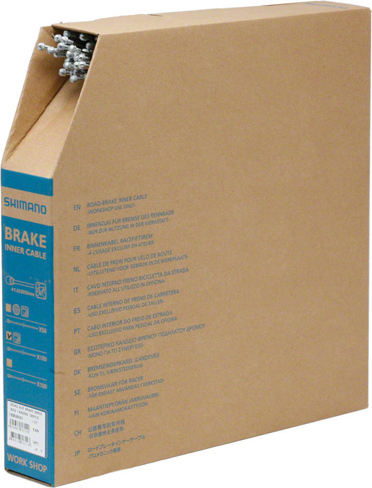 Shimano Stainless Road Brake Cable 1.6 x 2050mm Filebox of 100 Cables and Housing Shimano   