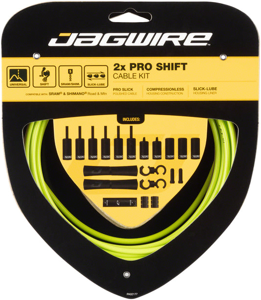 Jagwire Pro Shift Kit Road/Mountain SRAM/Shimano Organic Green Cables and Housing Jagwire   
