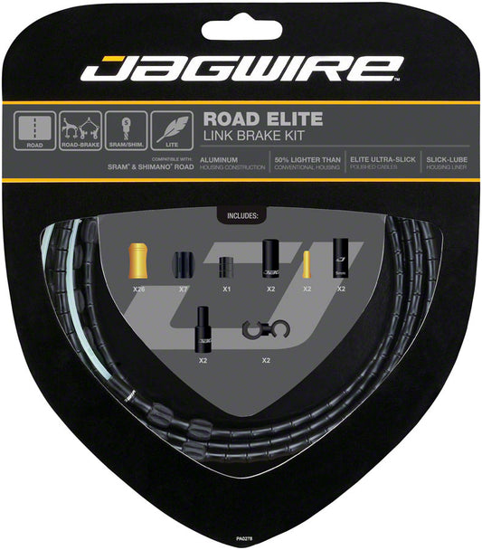 Jagwire Road Elite Link Brake Cable Kit SRAM/Shimano Ultra-Slick Uncoated Cables BLK Cables and Housing Jagwire   