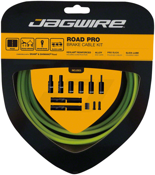 Jagwire Pro Brake Cable Kit Road SRAM/Shimano Organic Green Cables and Housing Jagwire   