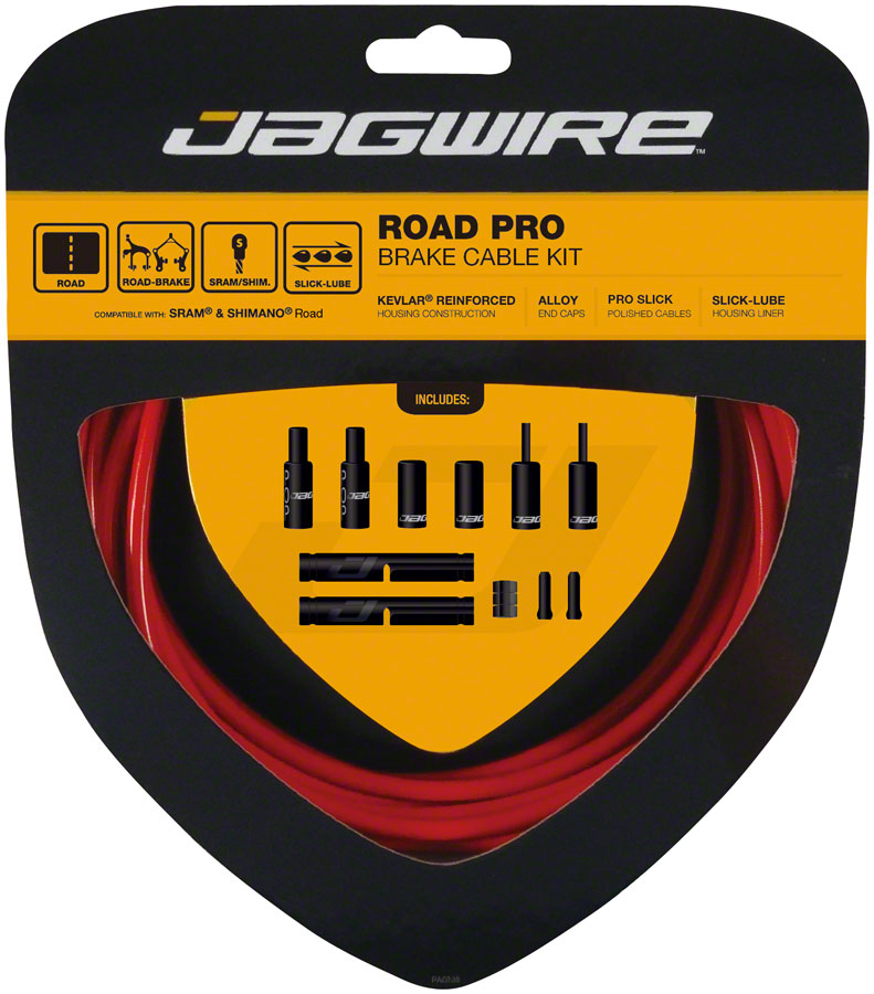 Jagwire Pro Brake Cable Kit Road SRAM/Shimano Red Cables and Housing Jagwire   