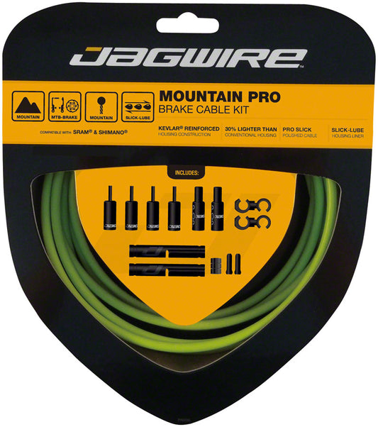 Jagwire Pro Brake Cable Kit Mountain SRAM/Shimano Organic Green Cables and Housing Jagwire   