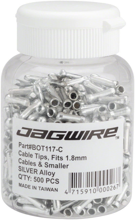 Jagwire 1.8mm Cable End Crimps SIlver Bottle/500 Cable End Crimp Jagwire   